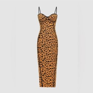 Micas Jacquard Knit Cheetah Midi Dress